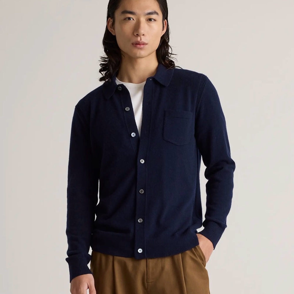 Quince NWOT Mongolian Cashmere Button Down Sweater in Navy Size Large 1127